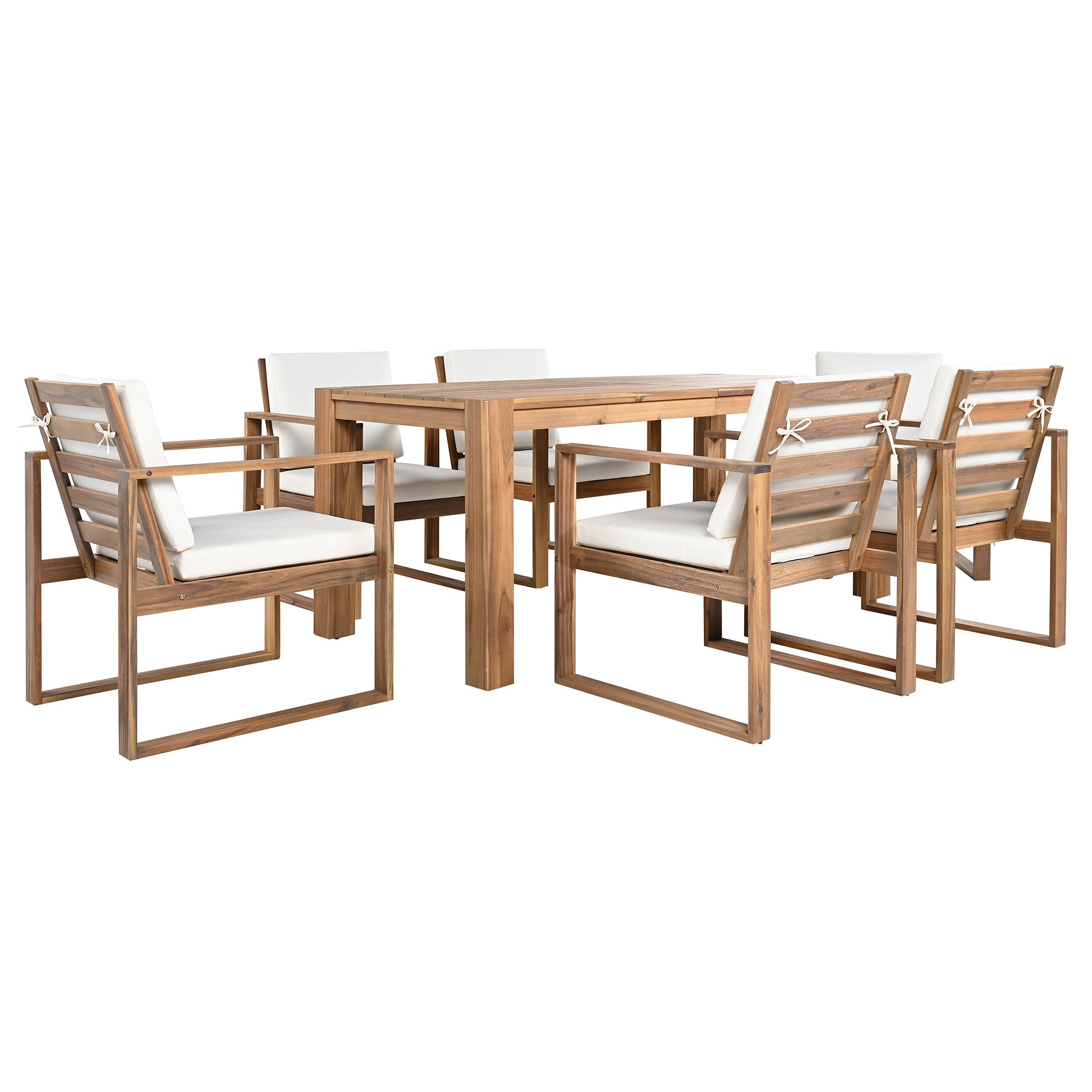 TREXM Patio Table and Chairs Set, 7-Piece Outdoor Dining Set for 6
