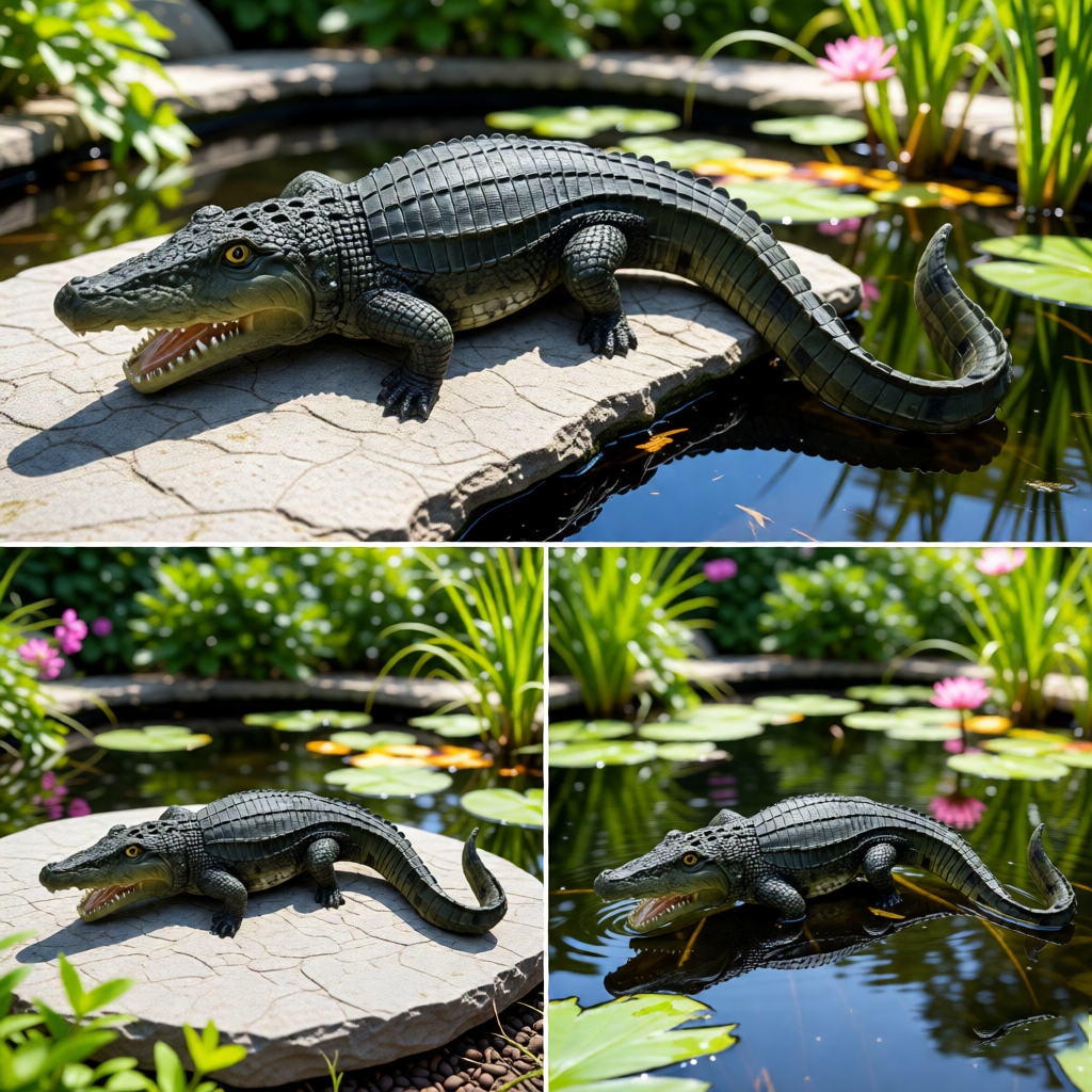 23" Simulated Crocodile Garden Statue