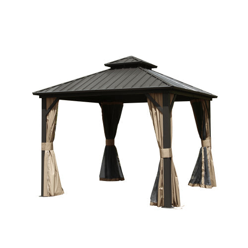 8' x 8' Hardtop Gazebo with Aluminum Frame and Double Roof Canopy