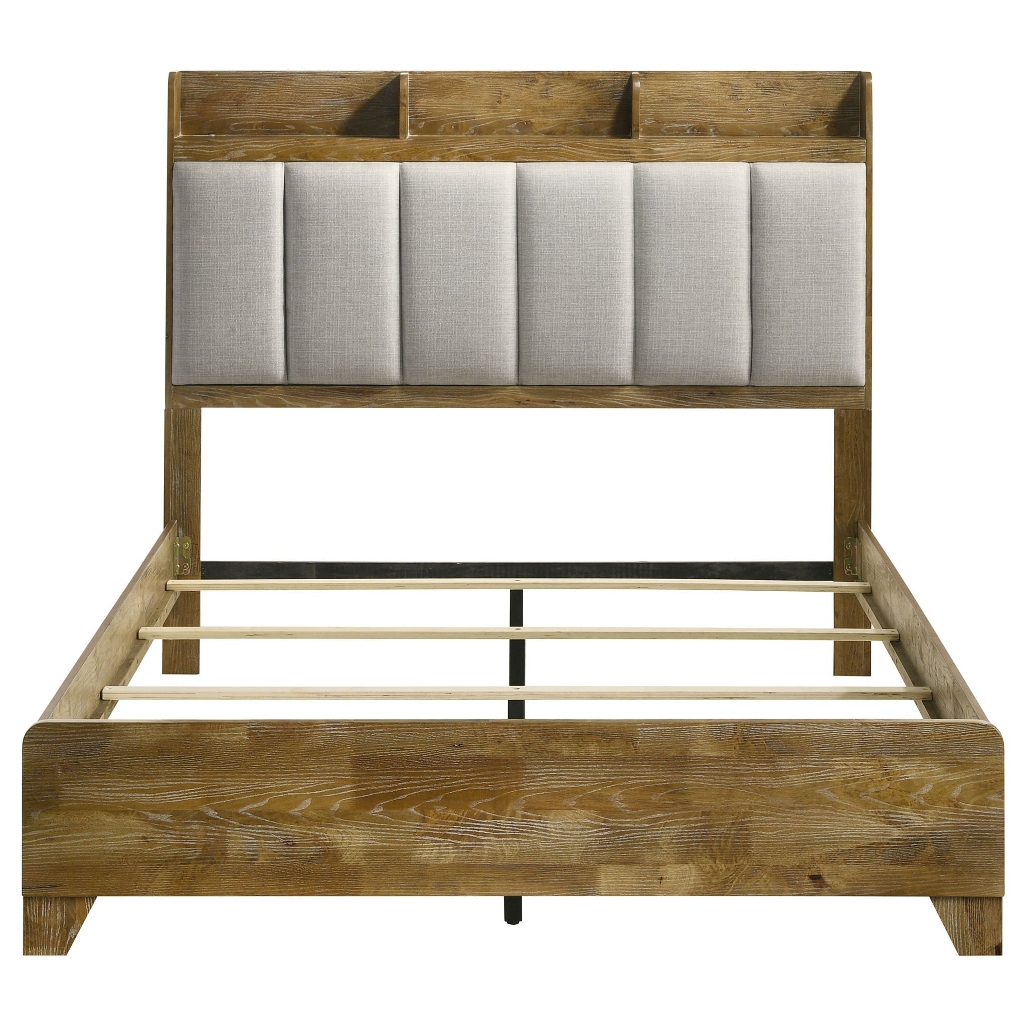 Henderson 57-inch Queen Bookcase Panel Bed Medium Oak