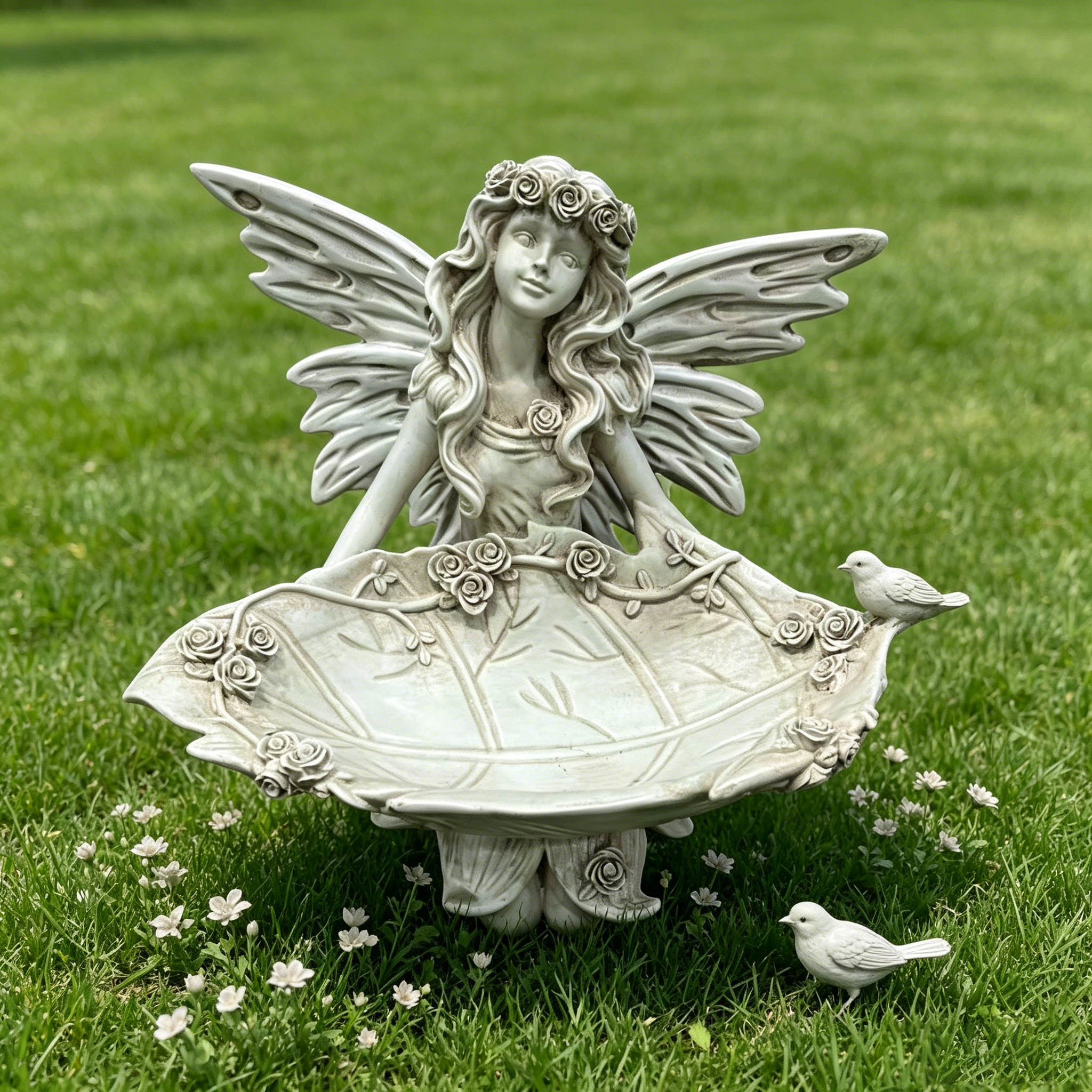 12.80" High Garden Fairy Figurine with Leaf Tray