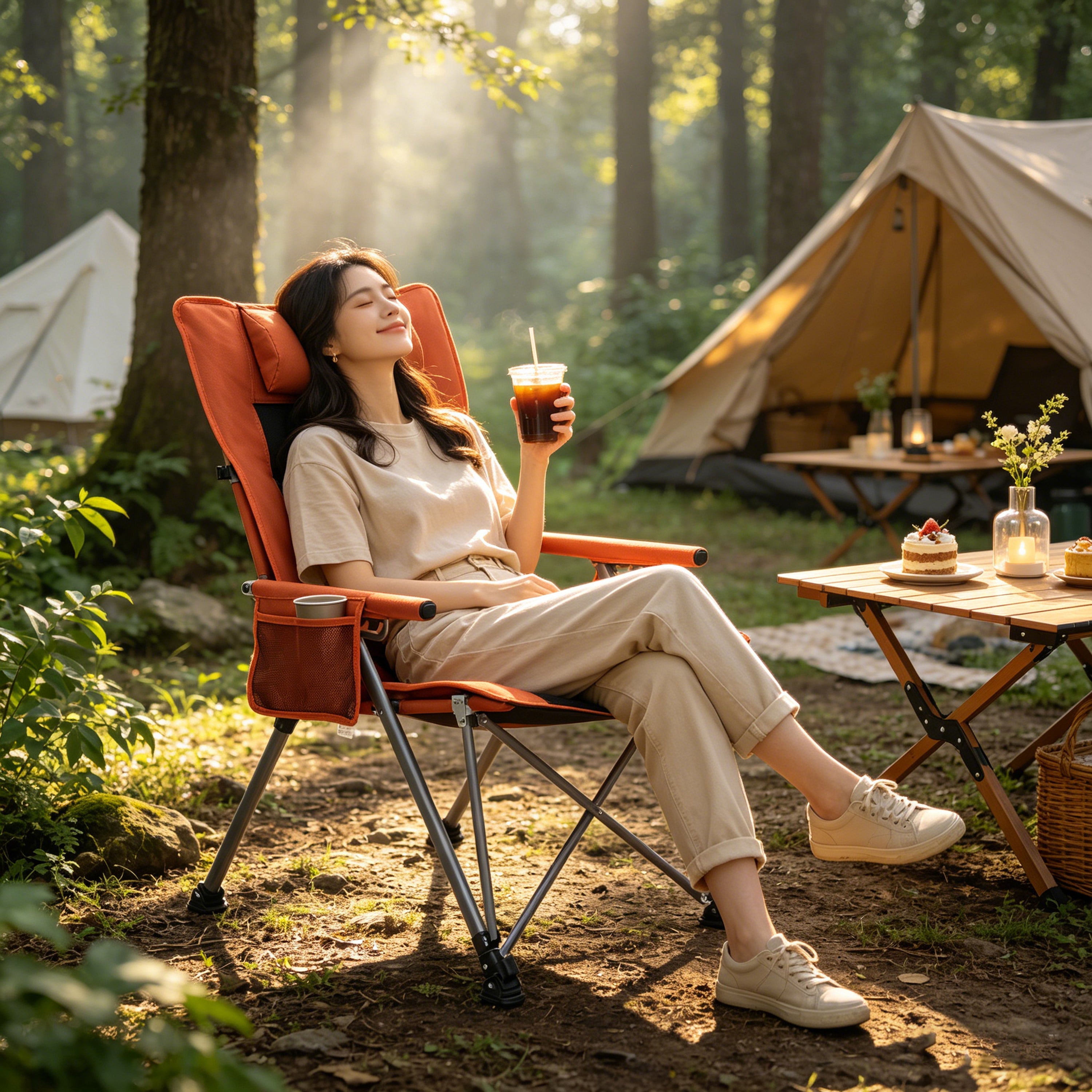 5-Position Adjustable Reclining Camping Chair