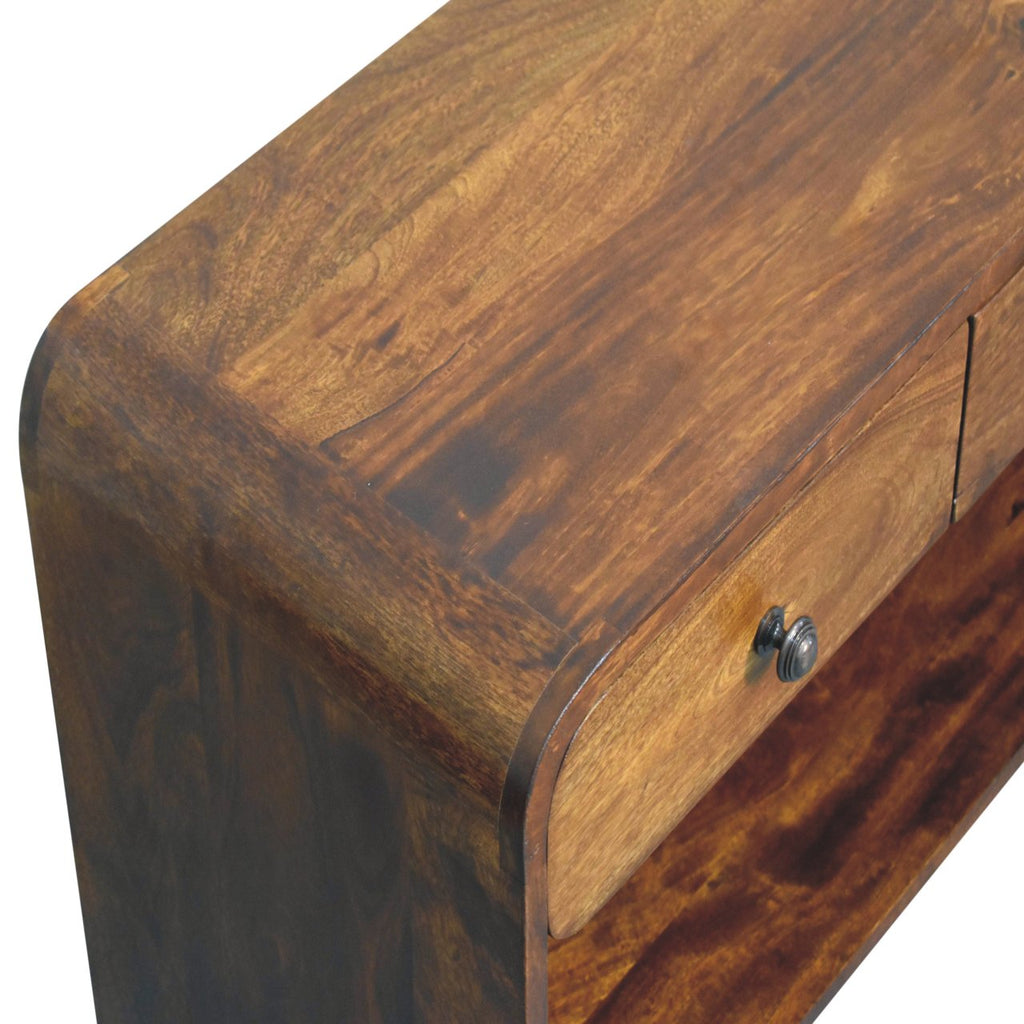 Solid Wood Aspen Slim Media Unit, 3-Drawers, Open Slot