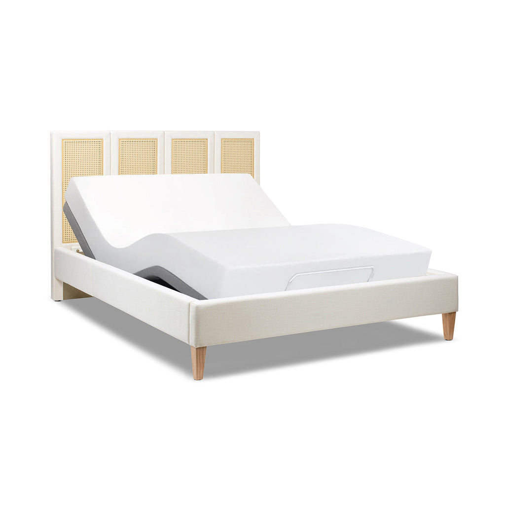 Toscana Queen Upholstered Cane Back Platform Bed