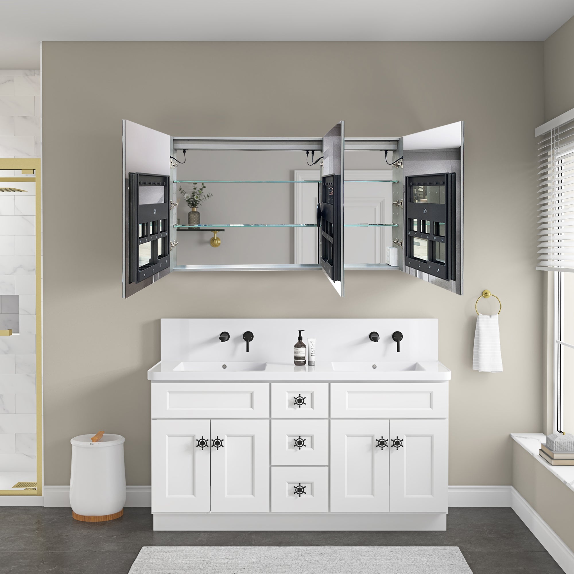 60 x 36 Inch LED Lighted Bathroom Medicine Cabinet