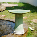 Handmade Glazed Ceramic Bird Bath with Daisy Petal Embossed Tray