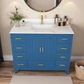 42" Modern Solid Wood Bathroom Vanity with Sink, 43" Carrara