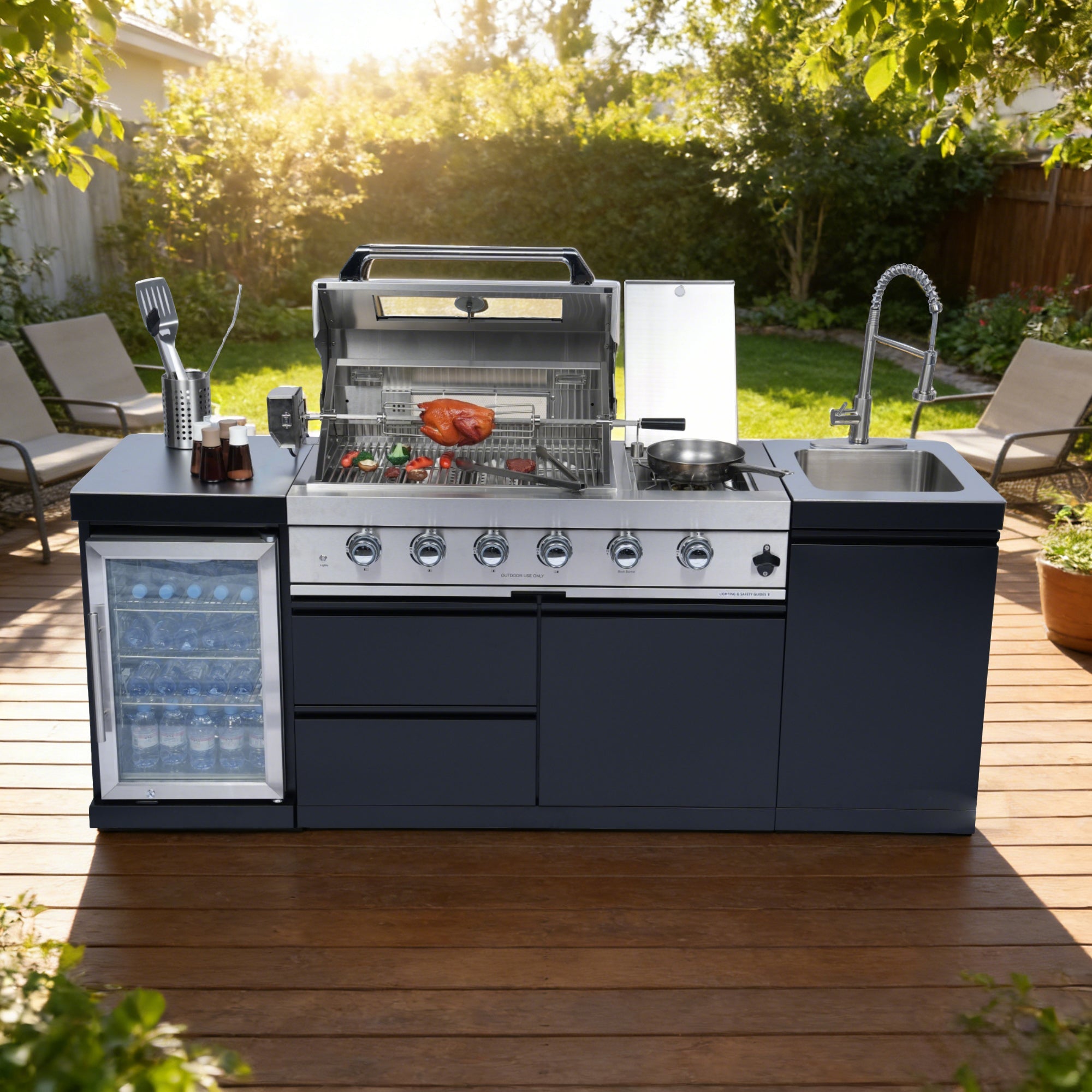 85-Inch 4-Burner Stainless Steel Gas Outdoor Kitchen Barbecue Island Grill