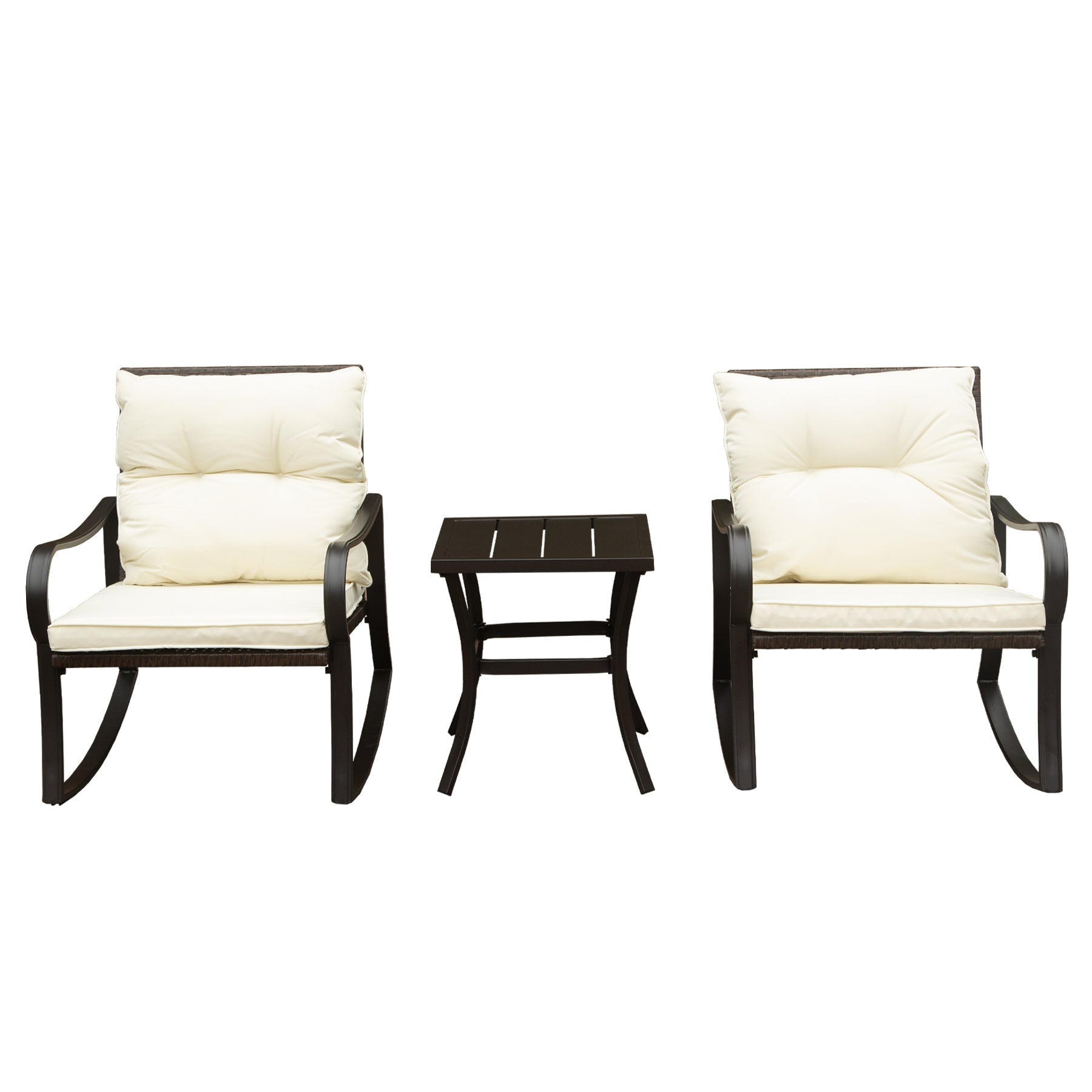 Metal 2 - Person Outdoor Patio Rocking Seating Group with Cushions