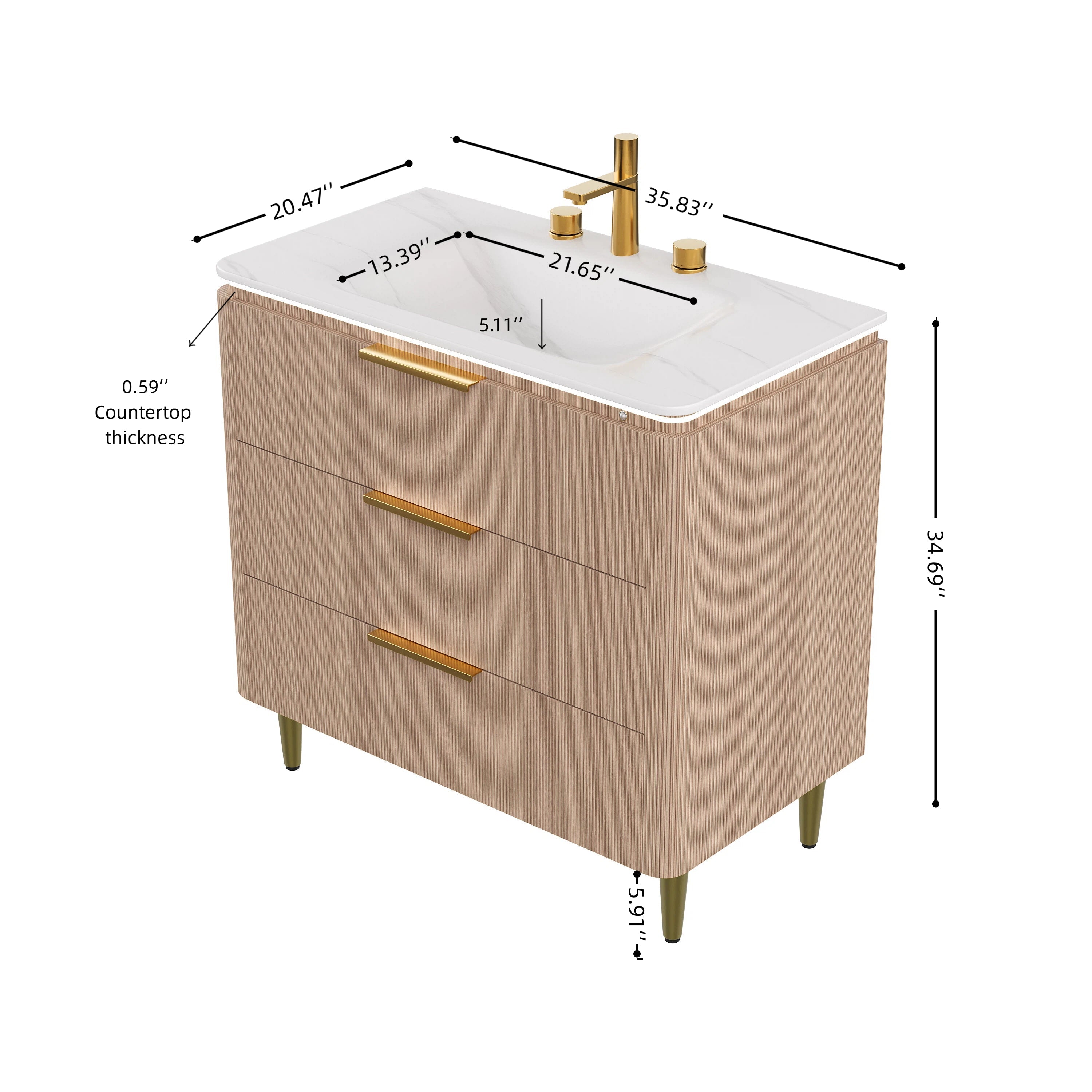 Amara 36'' Bathroom Vanity & Sink, Carrara