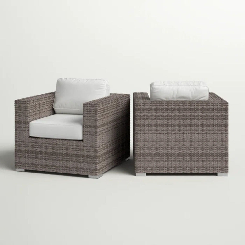 Grade - Club Patio Chair With Sunbrella Cushions (Set of 2) - Gray Mix / White