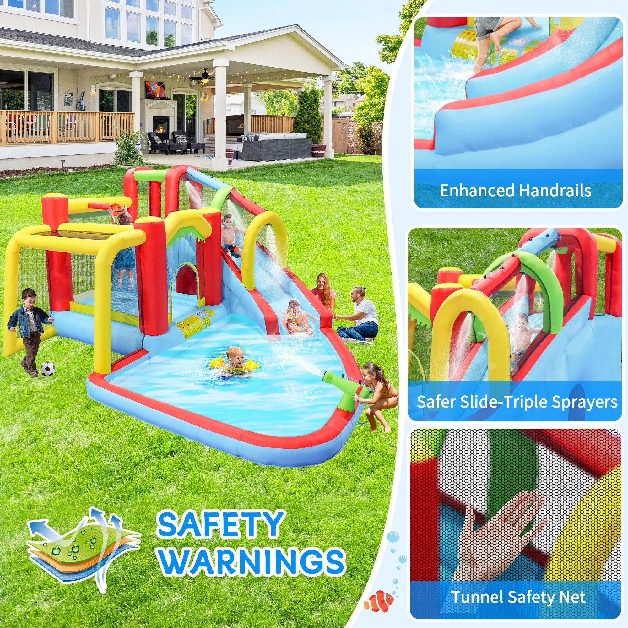 7-in-1 Inflatable Slide Water Park and Garden Bouncer