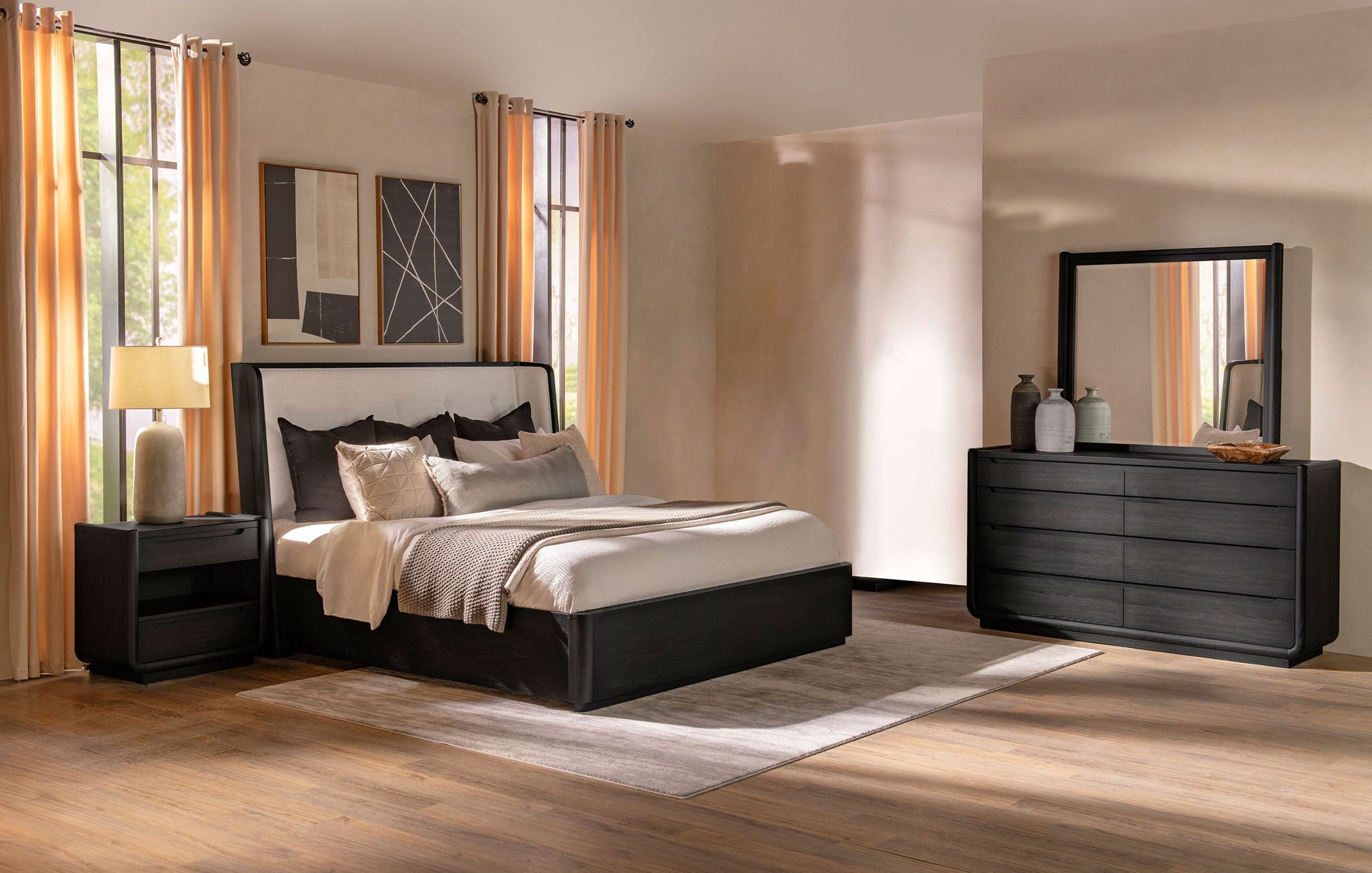 Leandro 4-piece California King Bedroom Set Burnished Black