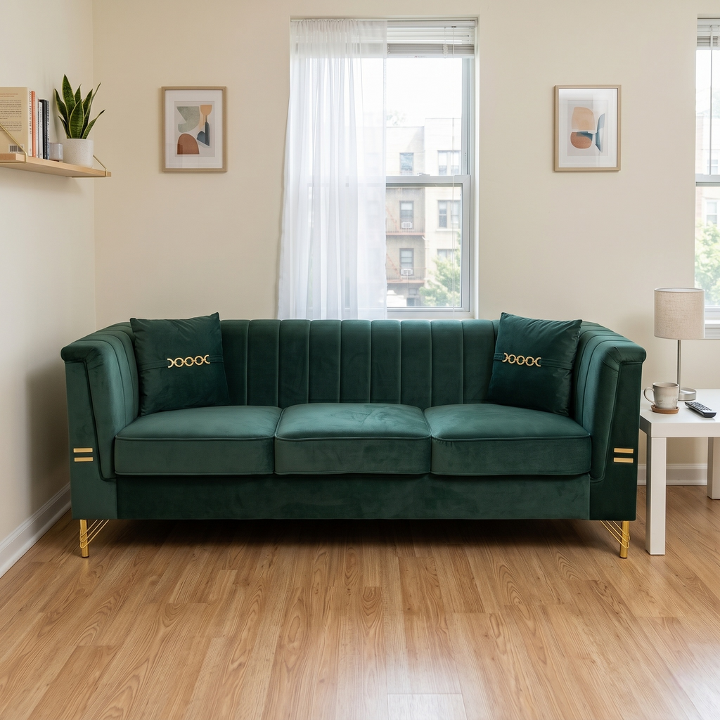 FX-P82B-GR Velvet Sofa