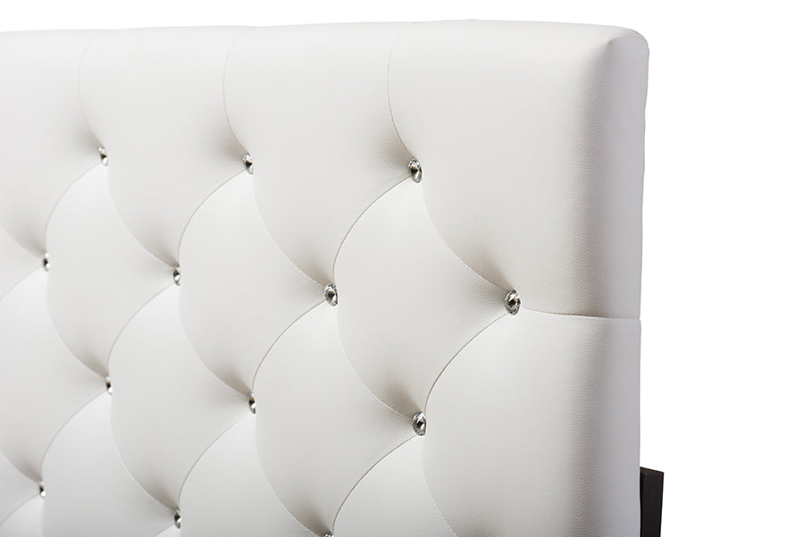 Baxton Studio Viviana Modern and Contemporary White Faux Leather Upholstered Button-tufted Queen Size Headboard
