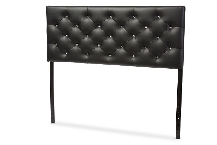 Baxton Studio Viviana Modern and Contemporary Black Faux Leather Upholstered Button-tufted Full Size Headboard