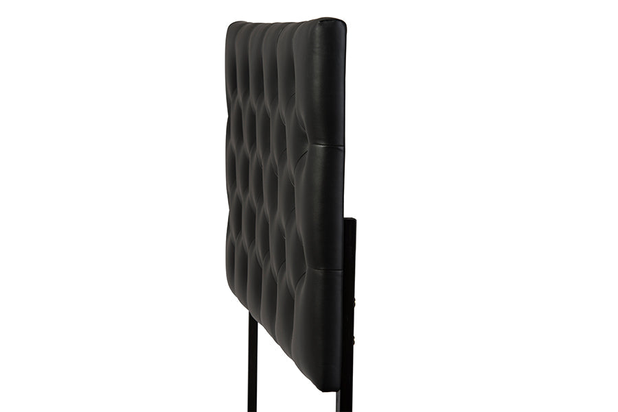 Baxton Studio Viviana Modern and Contemporary Black Faux Leather Upholstered Button-tufted Queen Size Headboard
