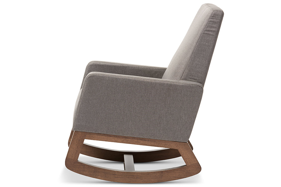 Baxton Studio Yashiya Mid-century Retro Modern Grey Fabric Upholstered Rocking Chair
