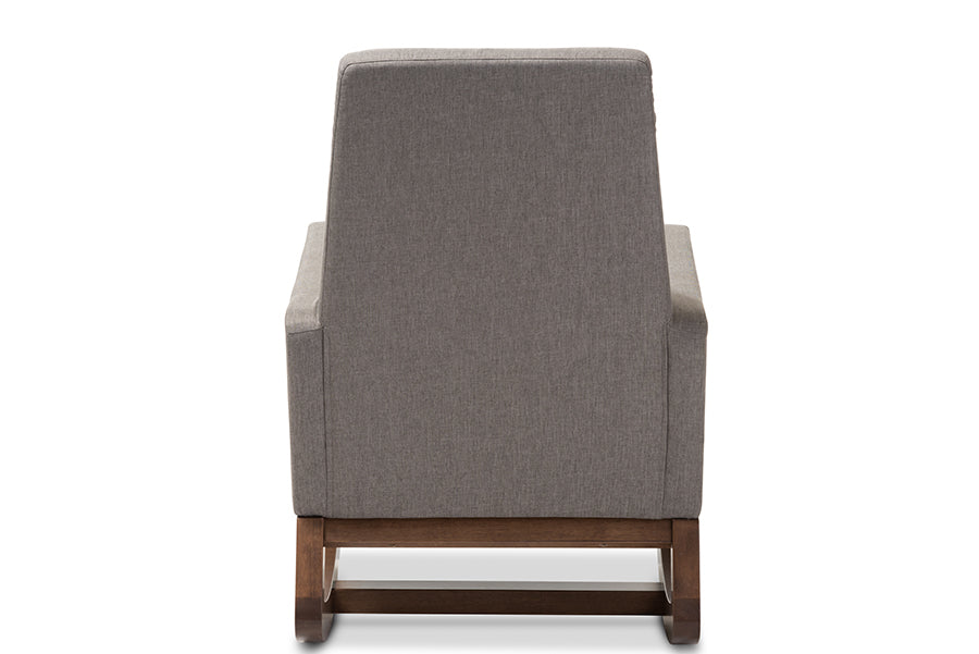 Baxton Studio Yashiya Mid-century Retro Modern Grey Fabric Upholstered Rocking Chair