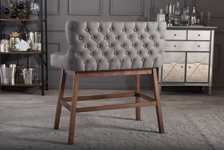 Baxton Studio Gradisca Modern and Contemporary Grey Fabric Button-tufted Upholstered Bar Bench Banquette