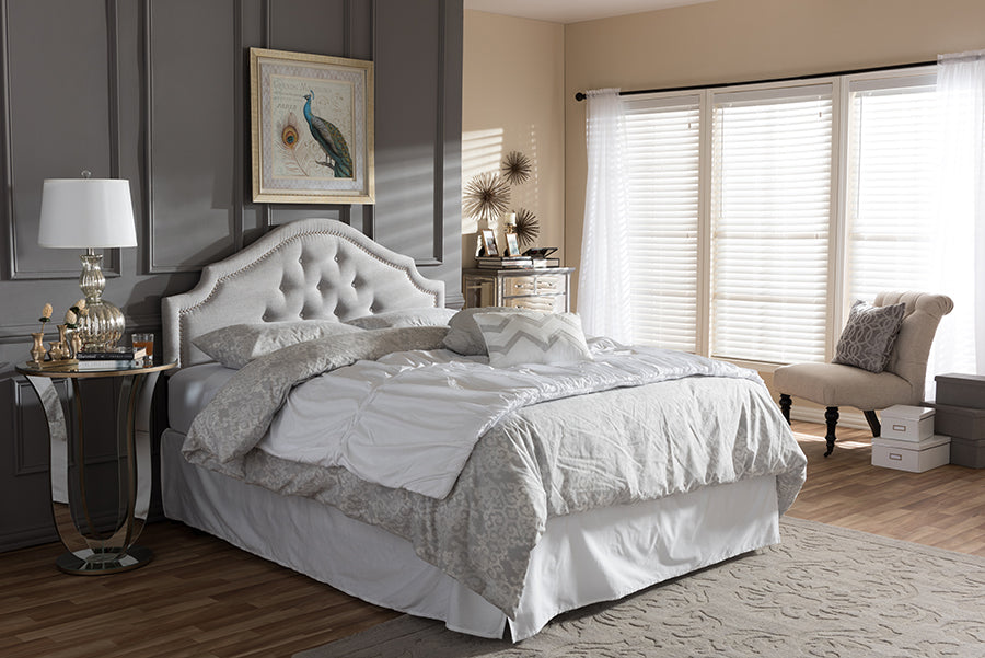 Baxton Studio Cora Modern and Contemporary Grayish Beige Fabric Upholstered King Size Headboard