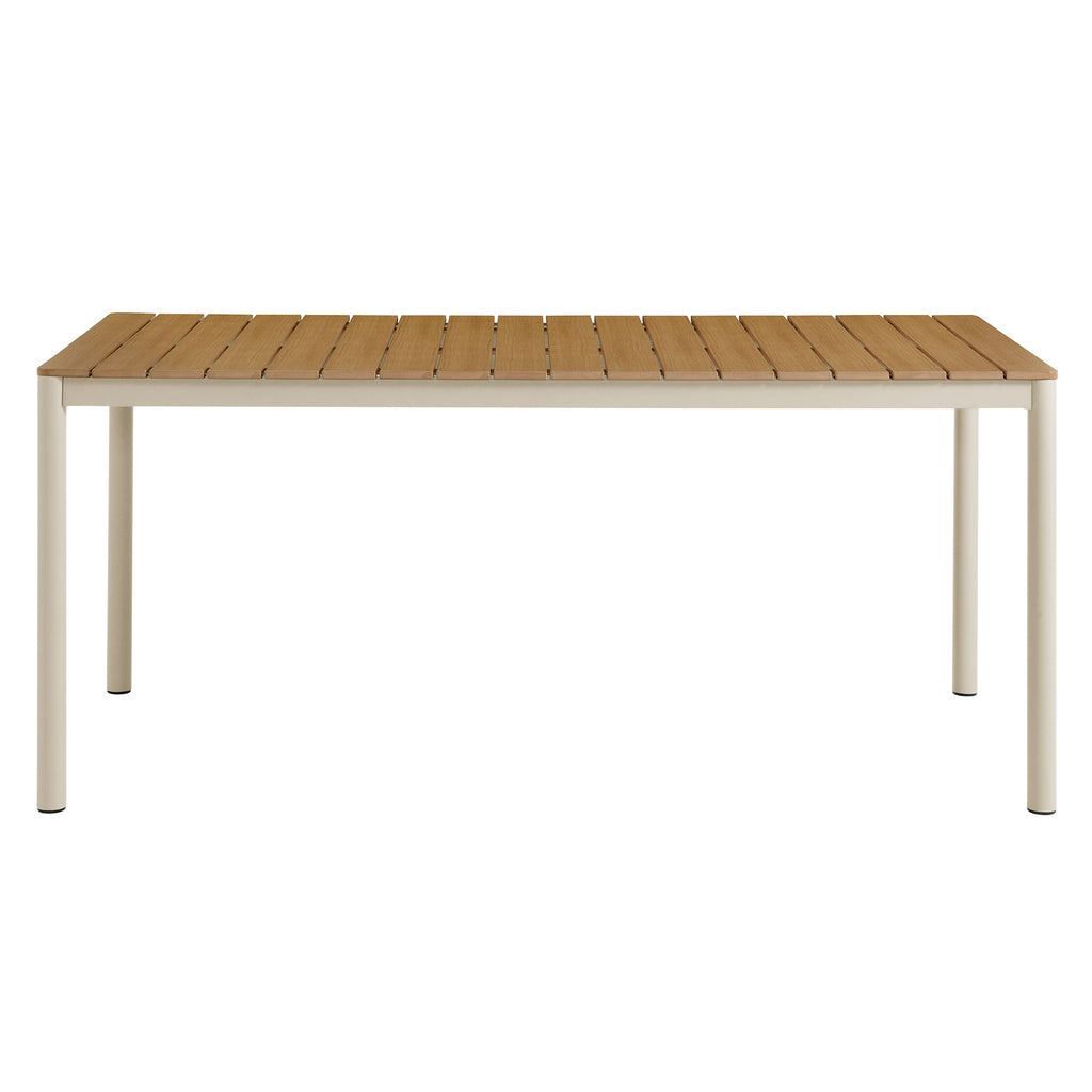 Finn 71" Outdoor Patio Aluminum Dining Table with Faux Wood Top