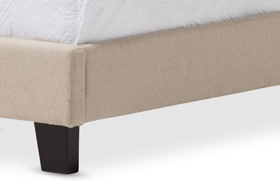 Baxton Studio Paris Modern and Contemporary Beige Linen Upholstered Twin Size Tufting Bed