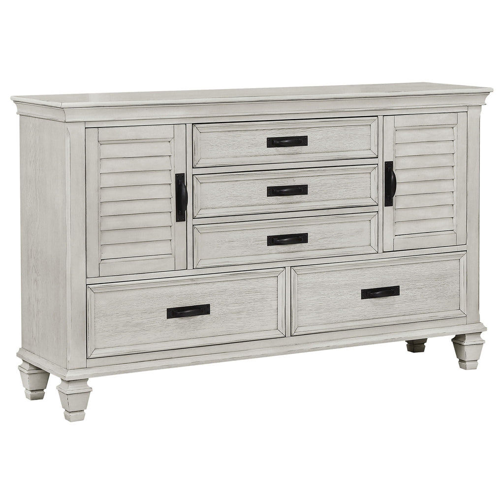 Franco 5-piece Queen Bedroom Set Distressed White