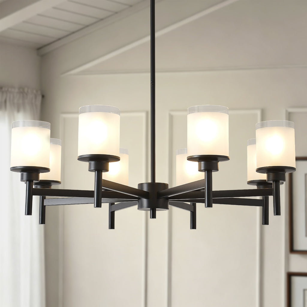 8-Light Frosted Glass Farmhouse Chandelier