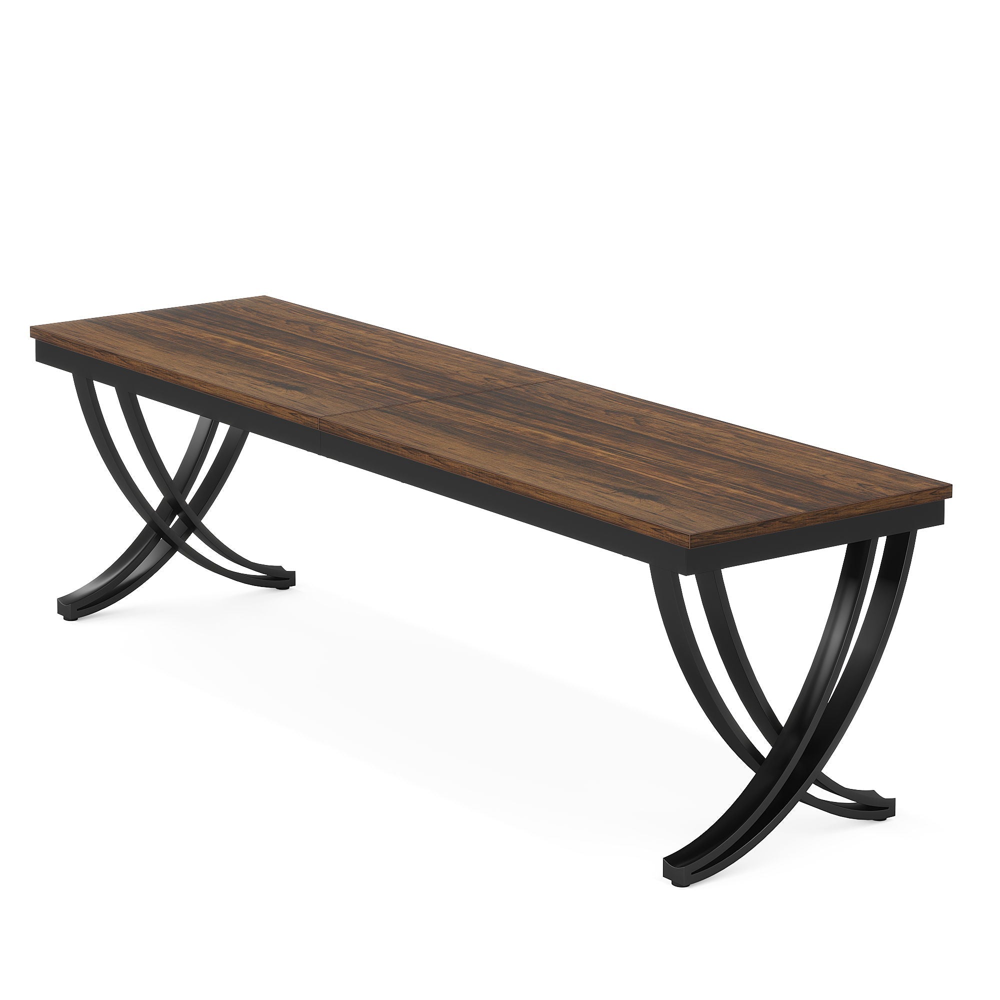 2 Person Desk With X Legs, Extra Long Office Workstation - Brown / Black