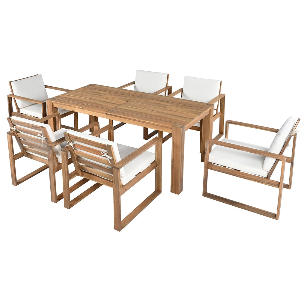 TREXM Patio Table and Chairs Set, 7-Piece Outdoor Dining Set for 6