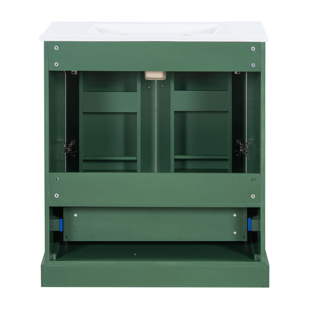 Bathroom Vanity With Sink, 1 Divided Drawer And 2 Soft Close Doors With Double Shelf