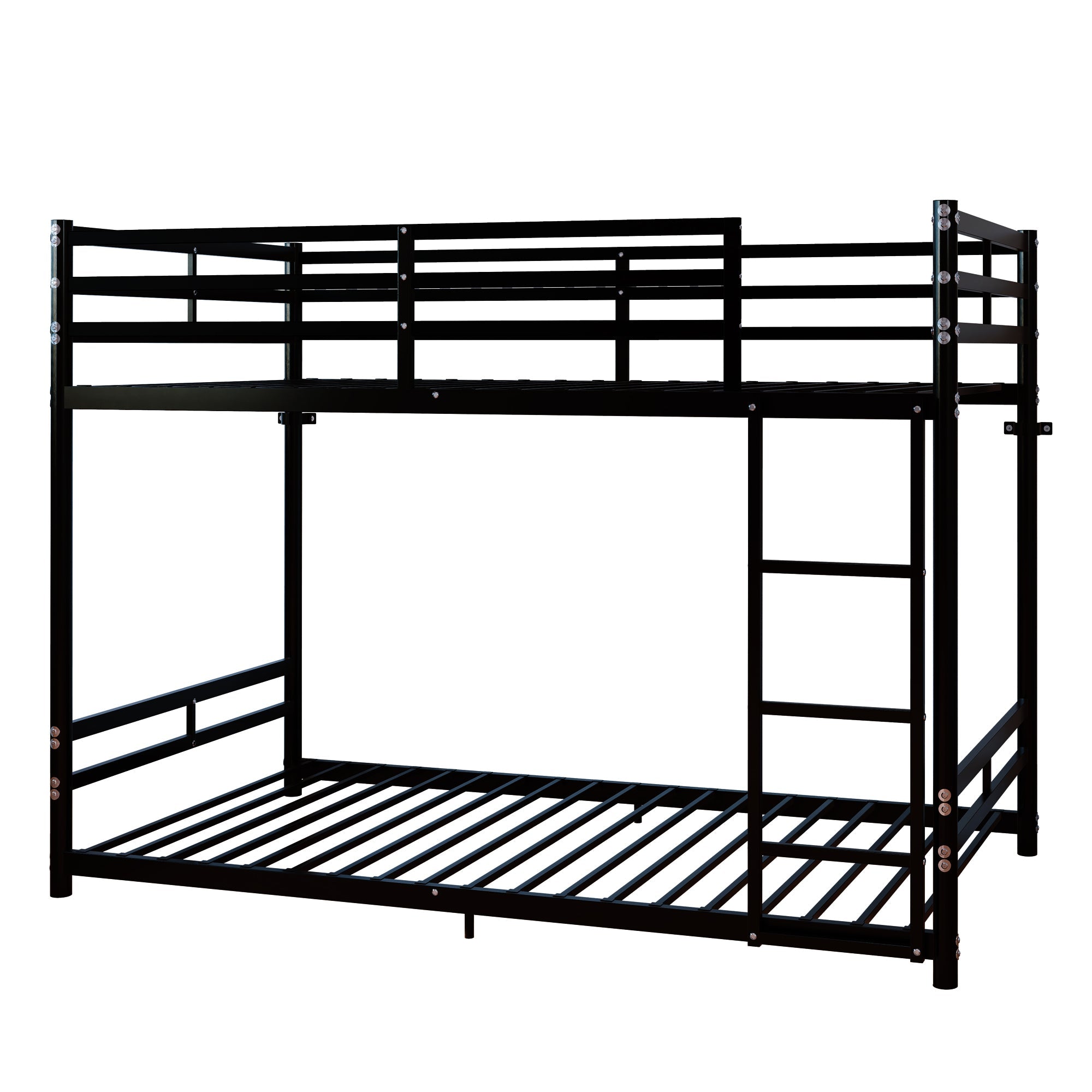 Bunk Bed with Ladder and High Guardrail Metal Bunk Bed, Storage Space, Noise Free, Twin Over Twin Size