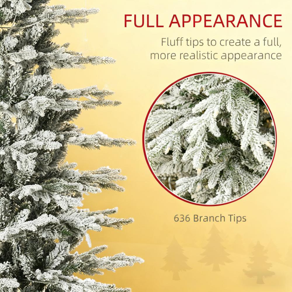 Artificial Flocked Christmas Tree with Warm Lights