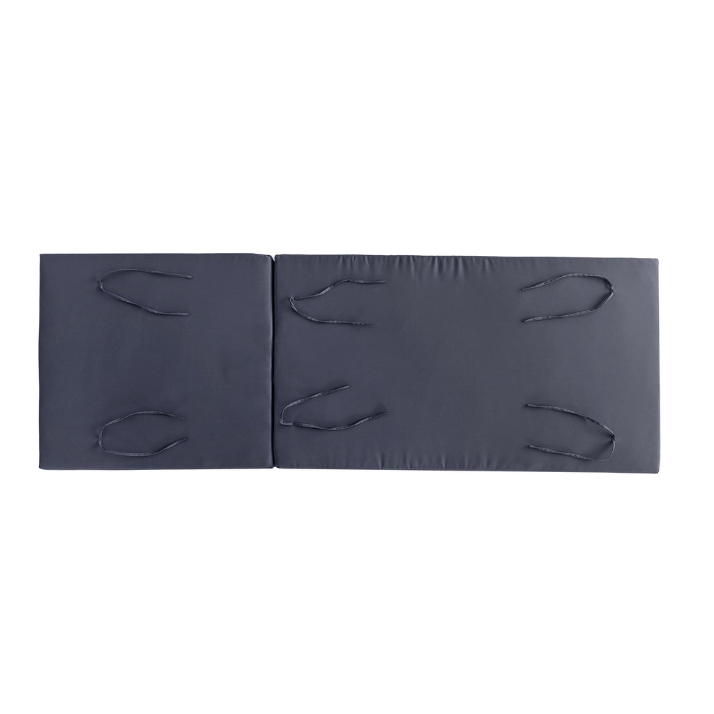 Lounge Chaise Set in Black Acacia Wood with Water-Resistant Cushions