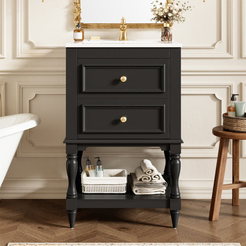 20'' Bathroom Vanity with Ceramic Sink and Storage Cabinet