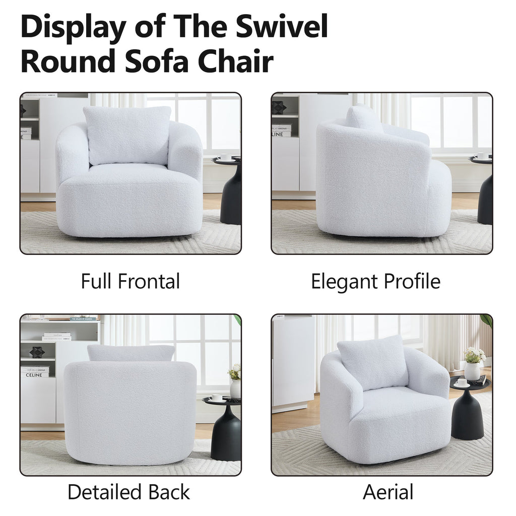 360° Swivel Round Upholstered Comfy Chair