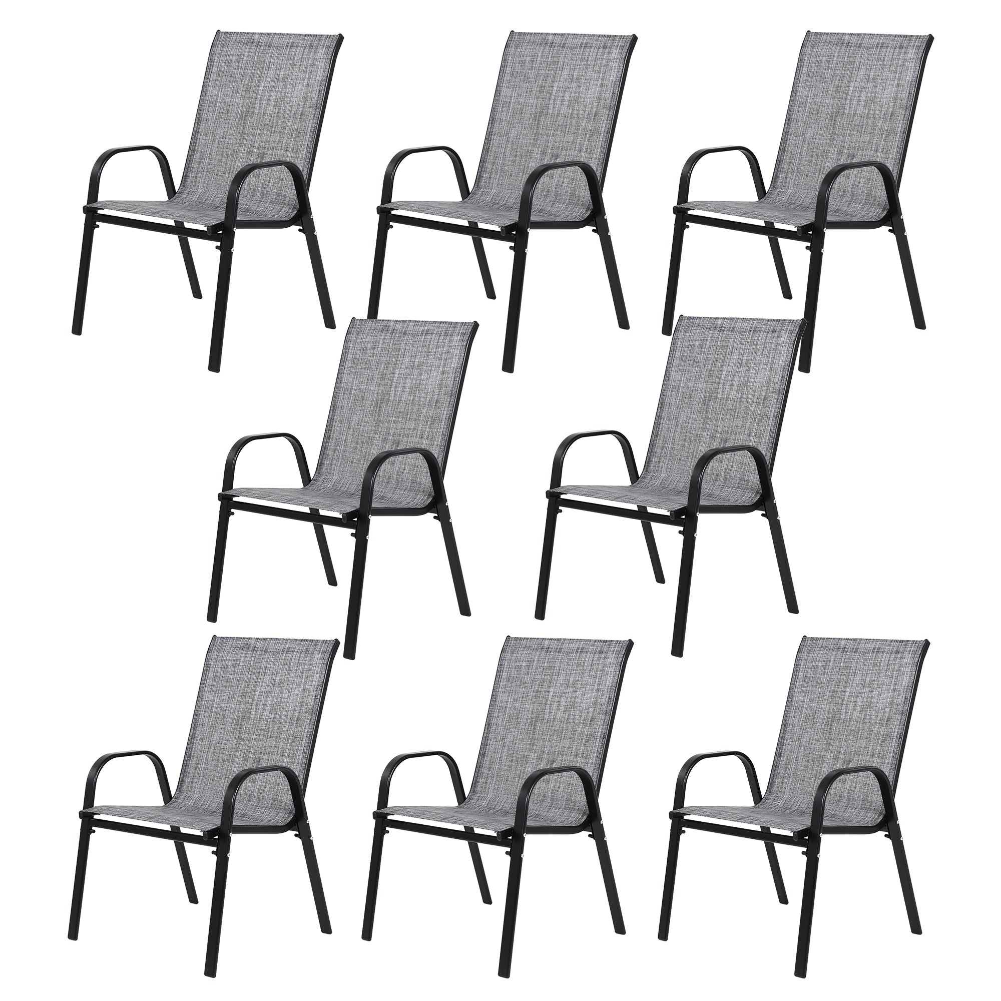 8 Piece Patio Chairs with Breathable Textilene Fabric