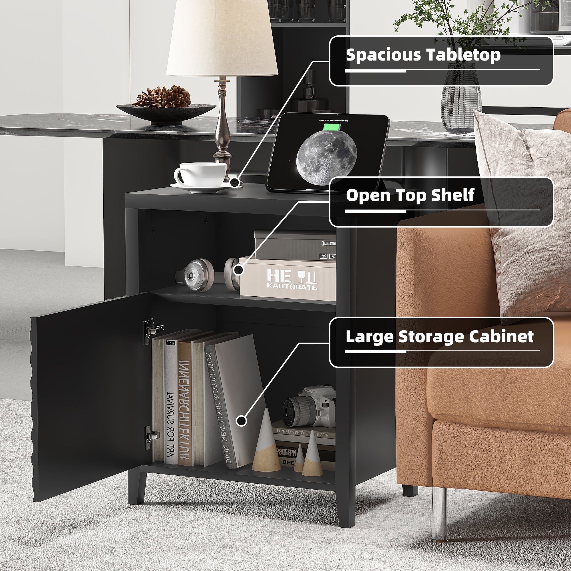 Modern Nightstand with Charger Station and USB Port