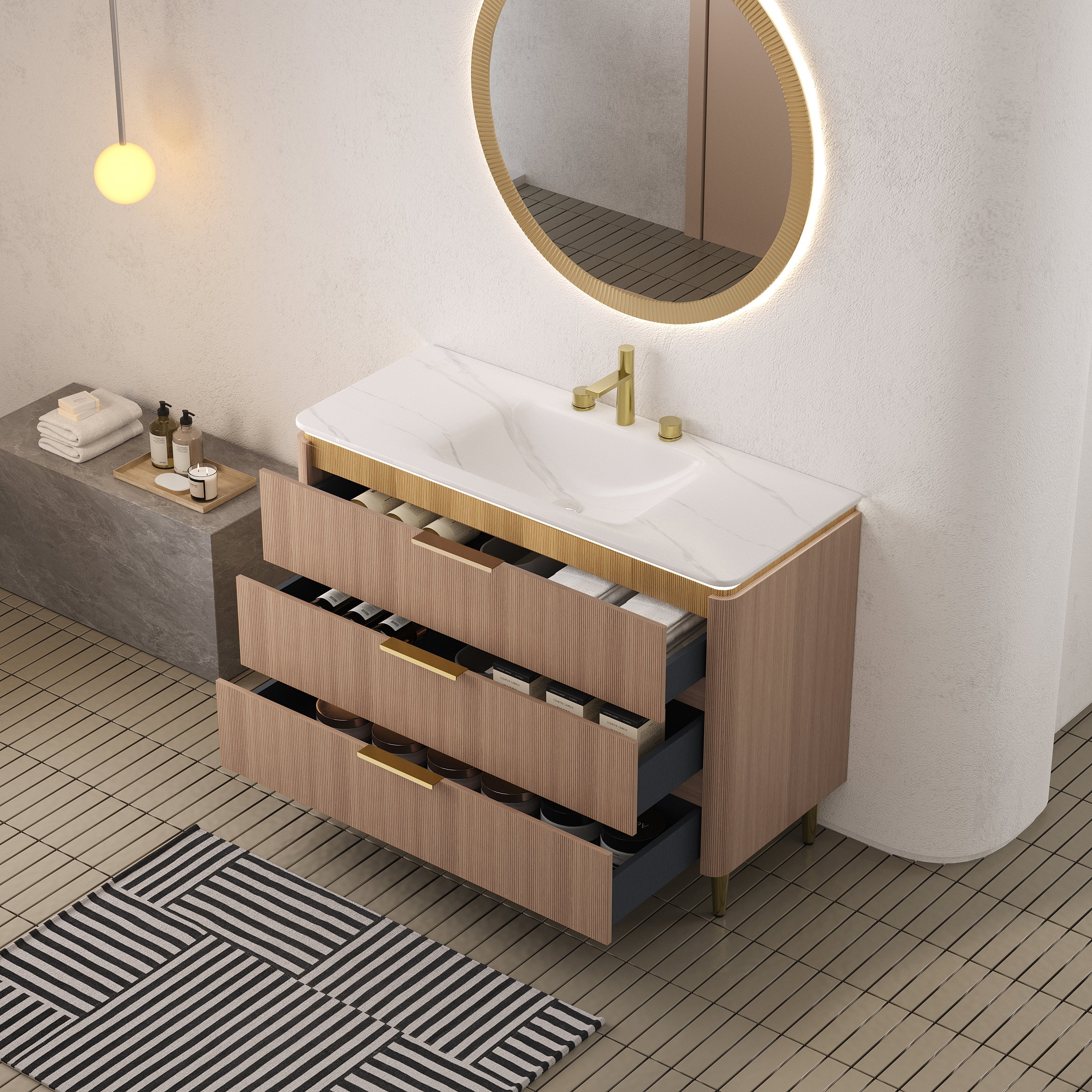 Amara 48'' Bathroom Vanity & Sink with Carrara Finish