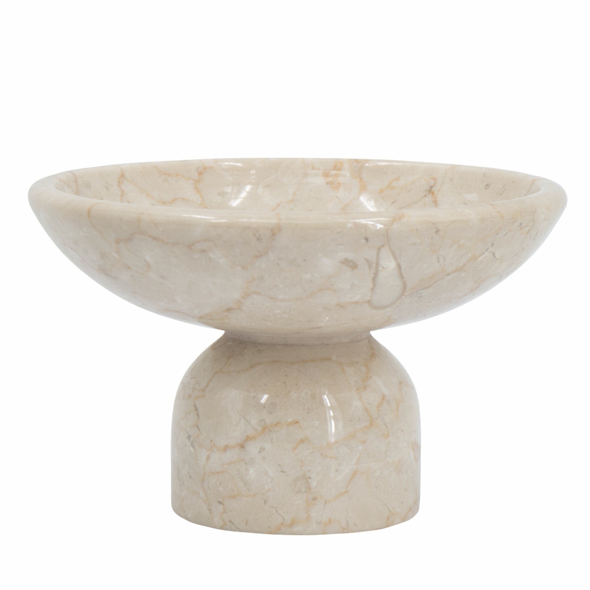 7x7x4" Round Marble Pedestal Fruit Bowl