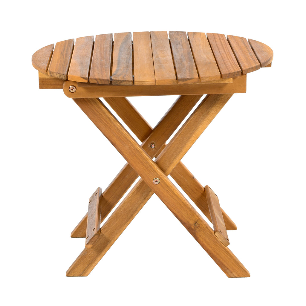Patio Conversation Set with Foldable Acacia Wood Side Table and Cushions