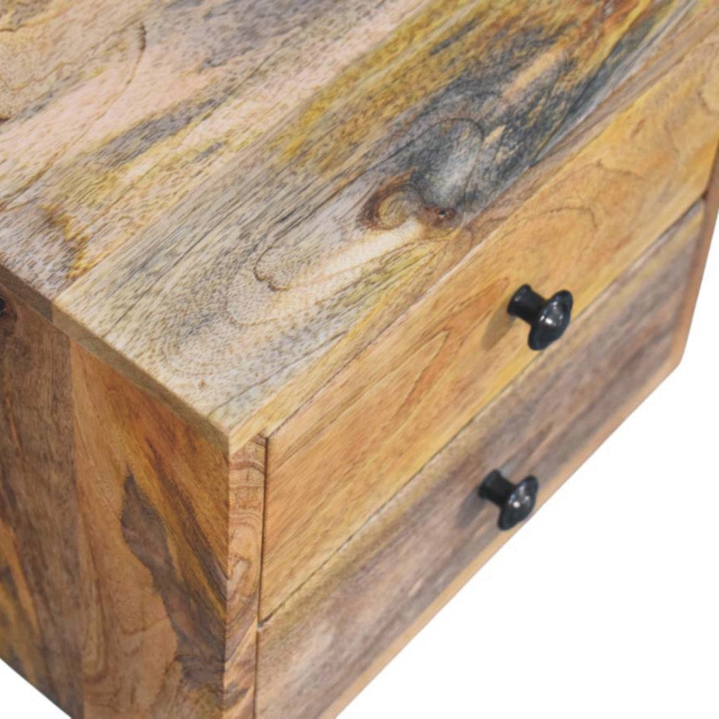 Solid Wood Solis Wall-Mounted Nightstand, 2-Drawers, Oak-ish
