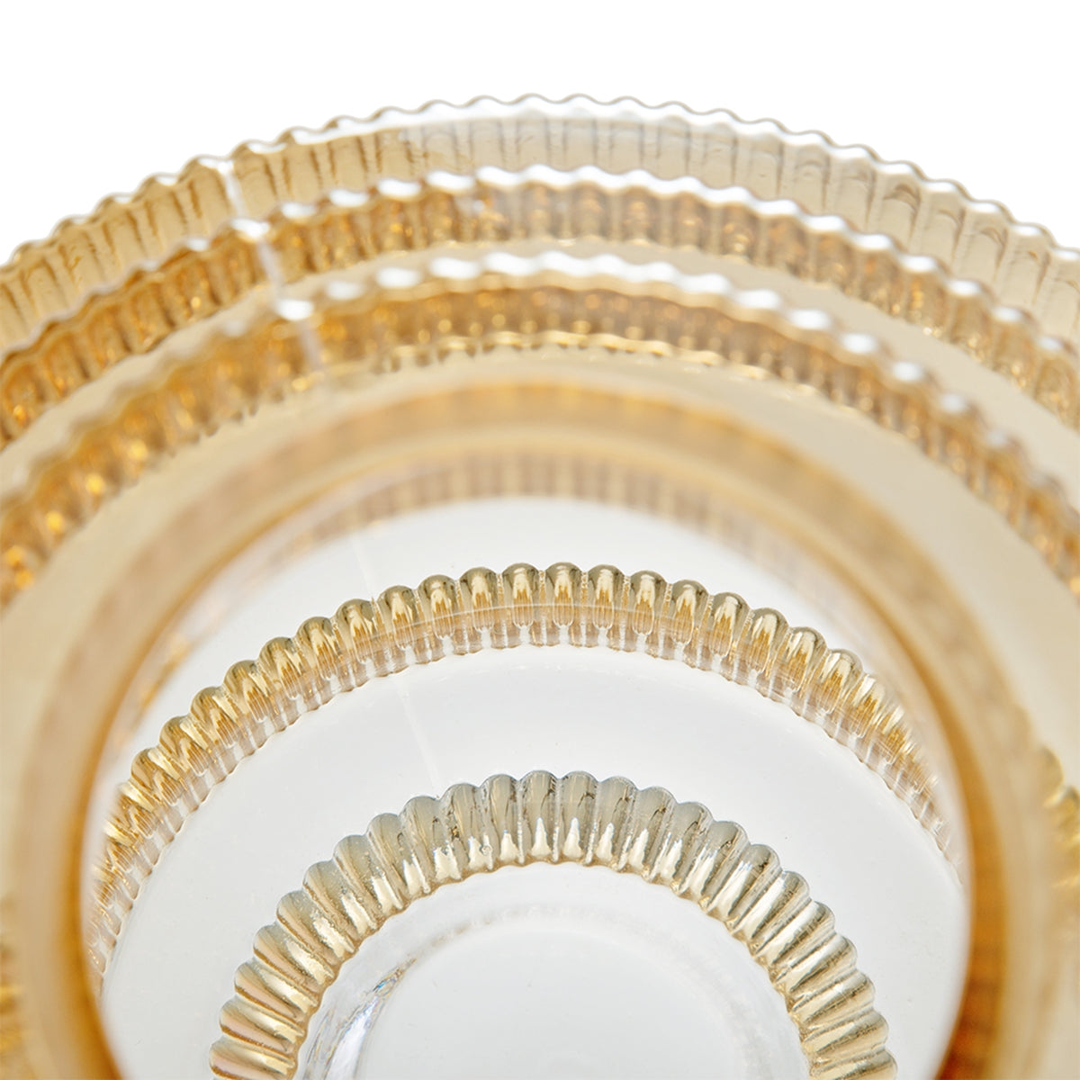 9.1x9.8" Tiered Geometric Amber Luster Clear Vase