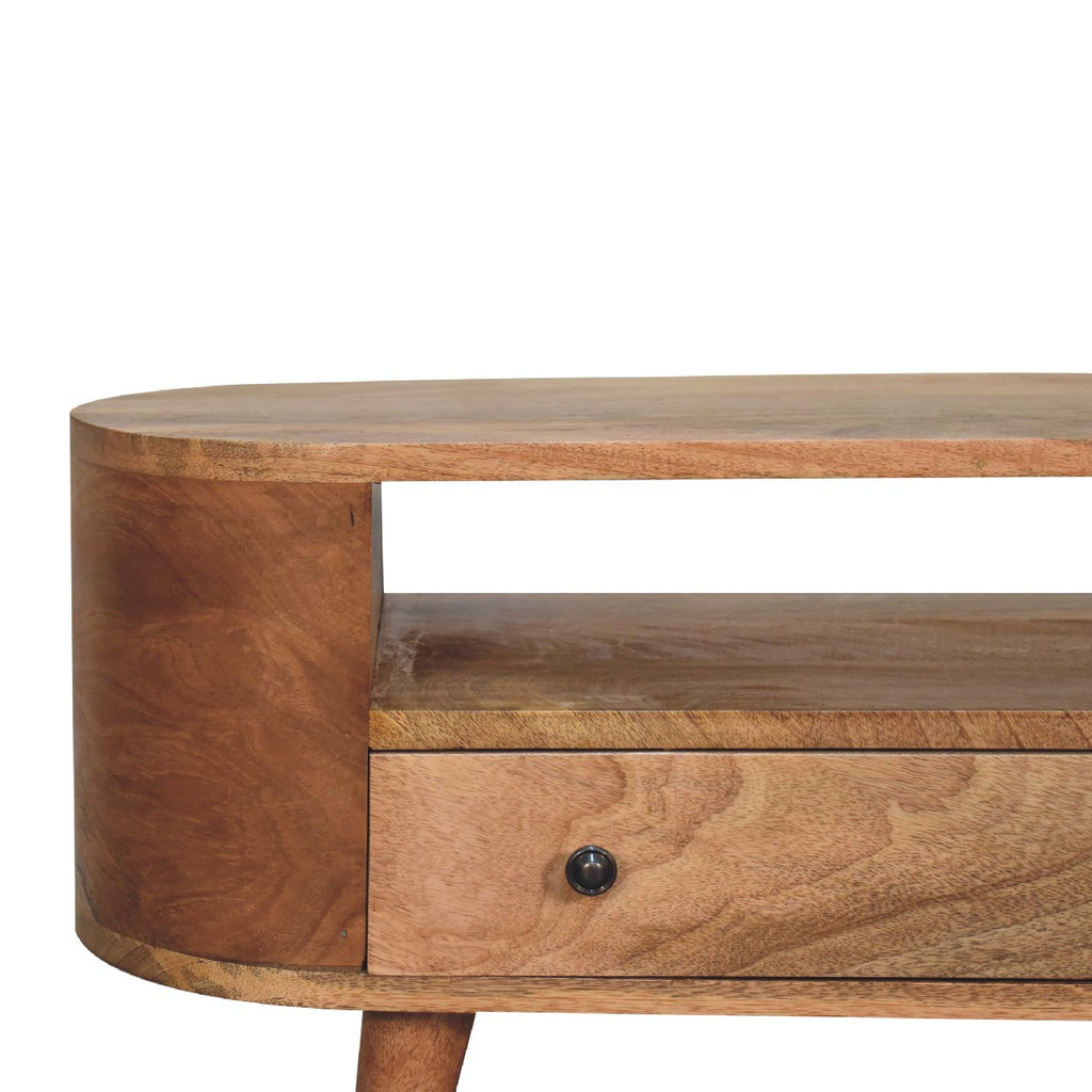 Solid Wood Mini Rounded Entertainment Unit, Nordic Legs
