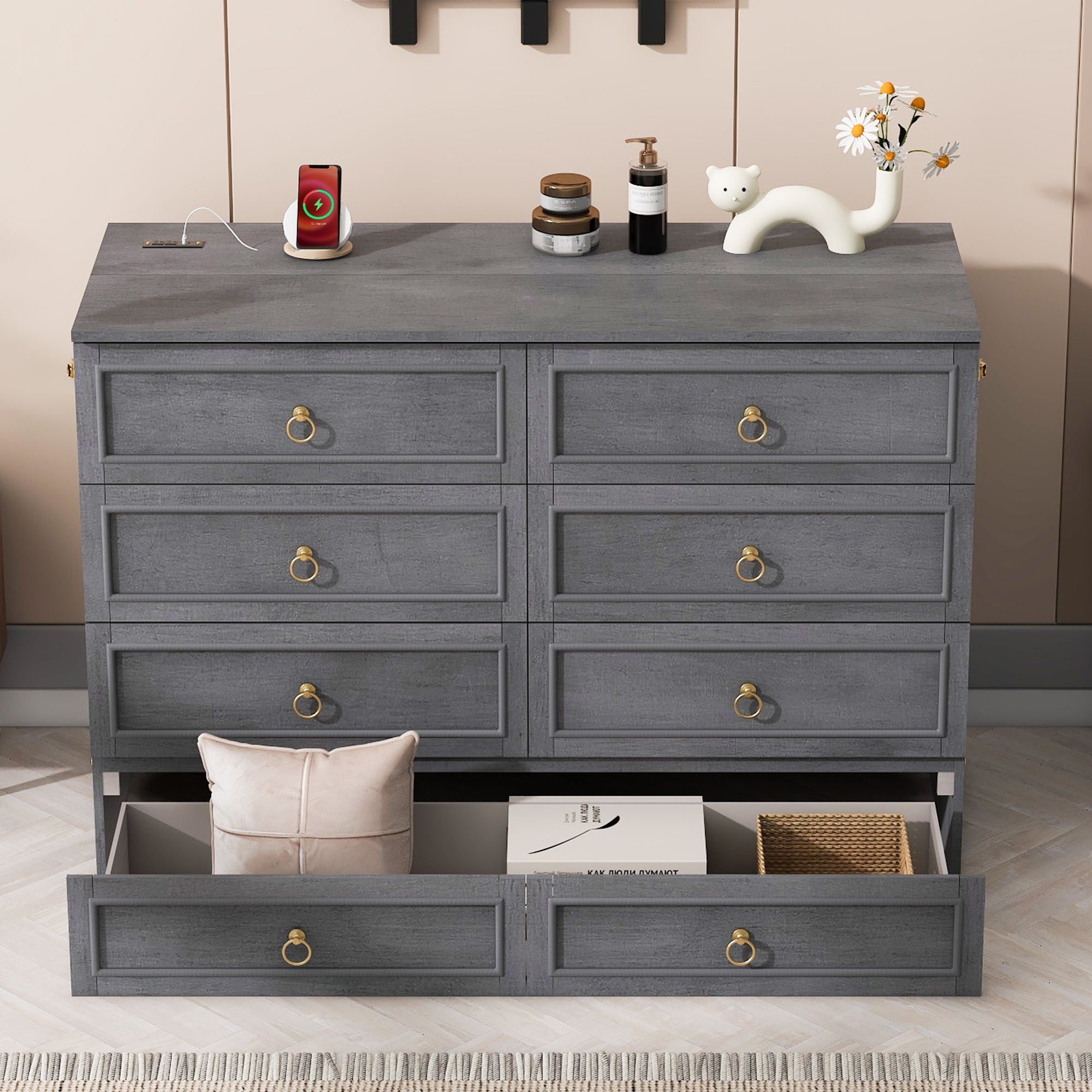 Murphy Bed With Large Drawers And Stylish Design