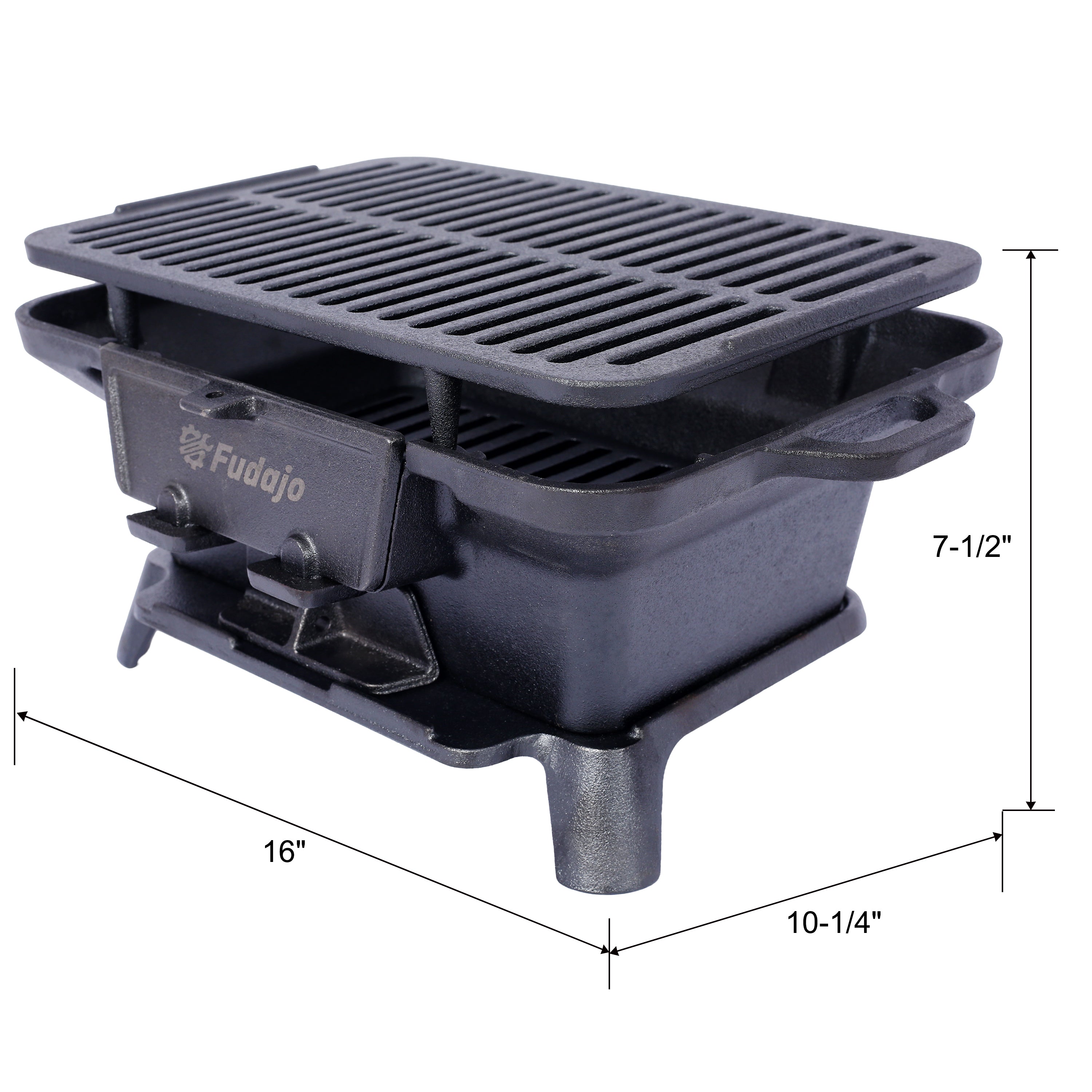 Oval Cast Iron Grill Outdoor Portable Charcoal Tabletop Skillet