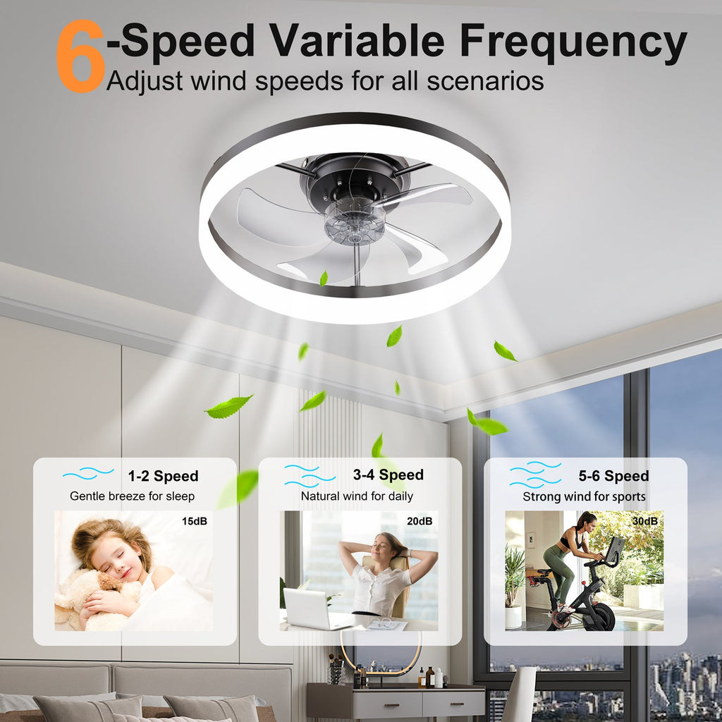 19.7" LED Ceiling Fan Light with Remote & App Control