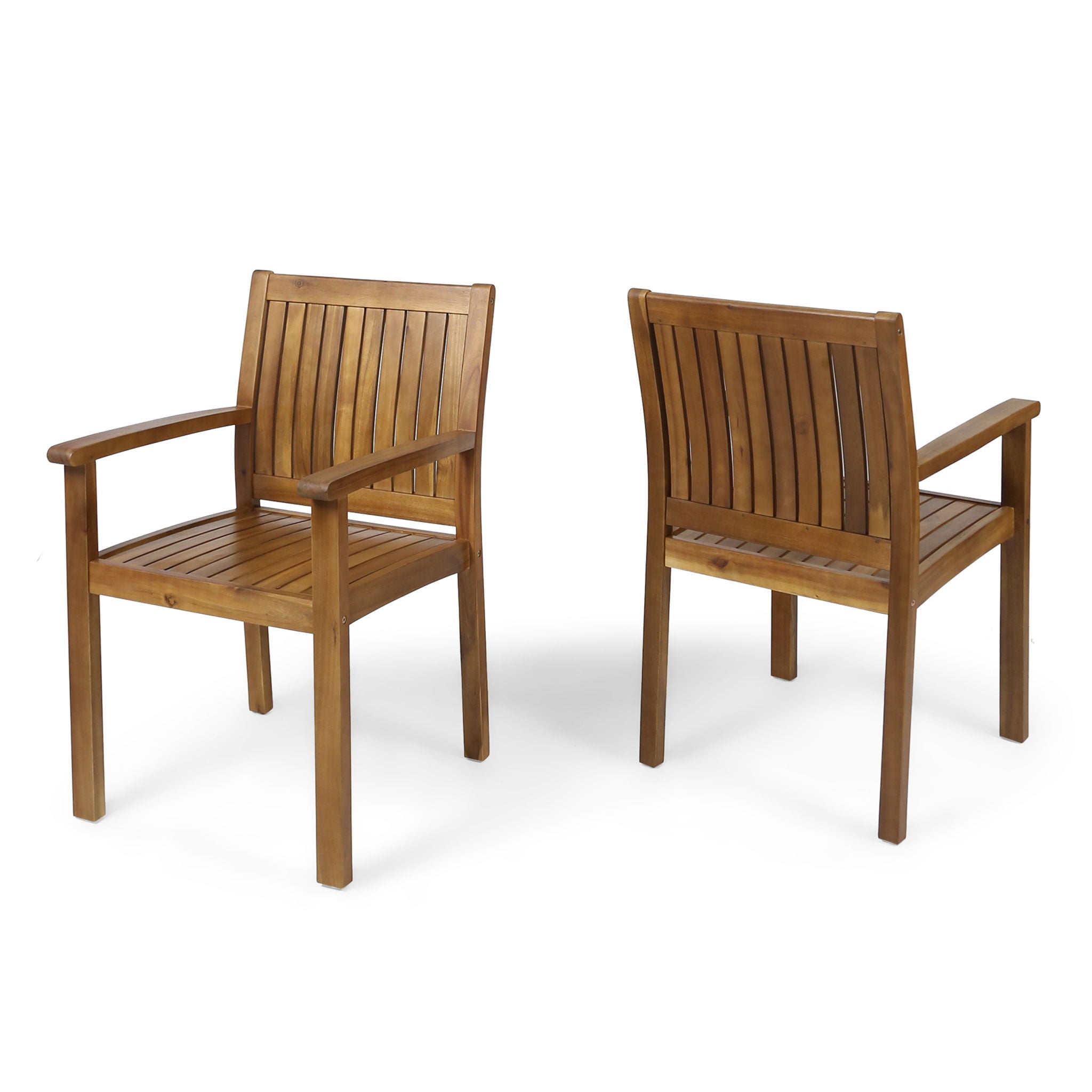 Amethyst Outdoor Dining Chair With Slat Design (Set of 2) - Natural