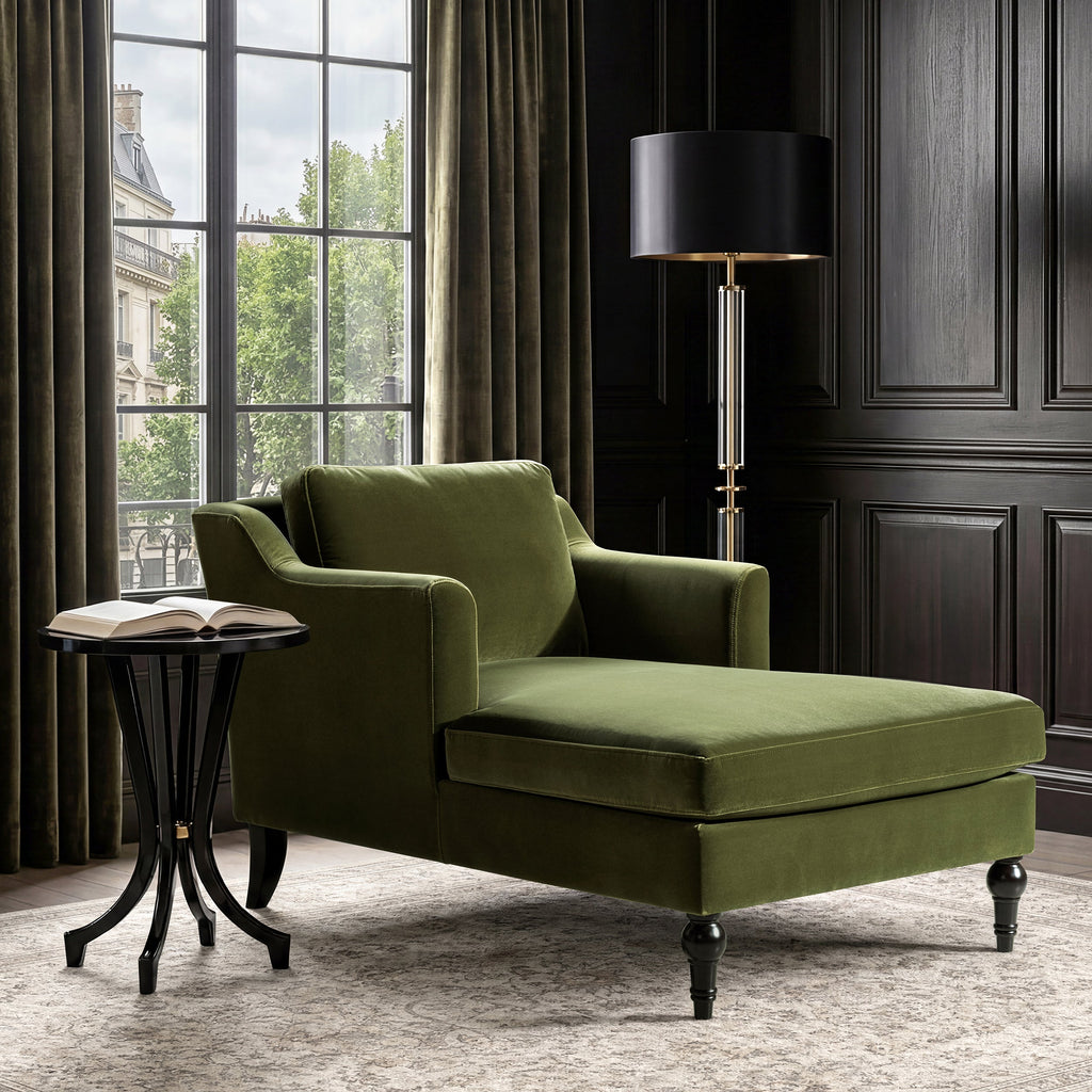 Josephine 60" Upholstered Chaise Lounge in Olive
